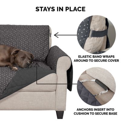 Image showing  Water-Resistant Reversible Polka Paw Print Furniture Protector Cover, Recliner, Gray