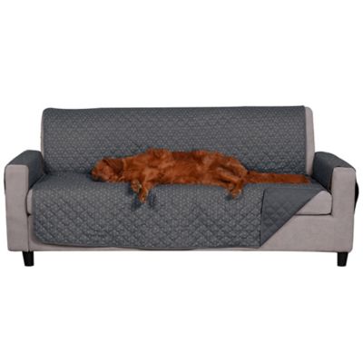 FurHaven Water-Resistant Reversible Polka Paw Print Furniture Protector Cover, Sofa, Gray