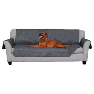 FurHaven Water-Resistant Reversible Polka Paw Print Furniture Protector Cover, Large Sofa, Gray