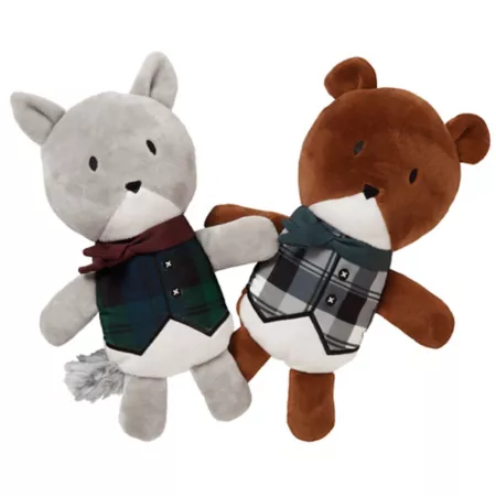 FurHaven Dapper Dandies Plush Dog Toy Set - Woodland Collection - Bear and Squirrel (2PK) Dog Plush Toys