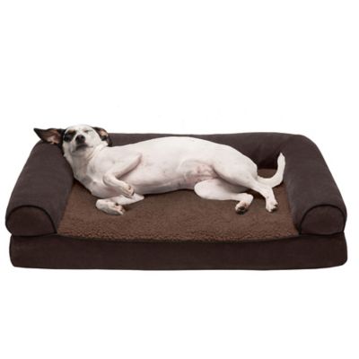 FurHaven Faux Fleece and Chenille Soft Woven Orthopedic Mattress Sofa Dog Bed