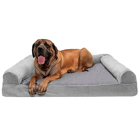 FurHaven Faux Fur and Velvet Orthopedic Mattress Sofa Dog Bed