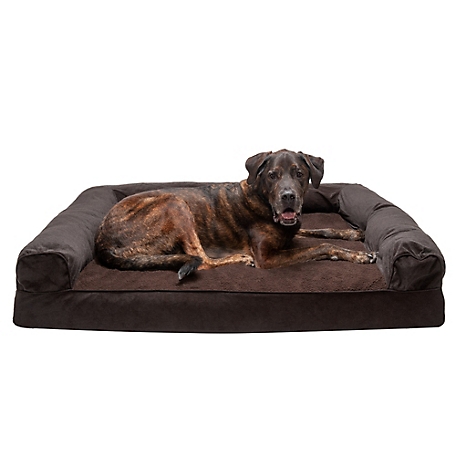 FurHaven Faux Fleece and Chenille Soft Woven Memory Mattress Sofa Dog Bed