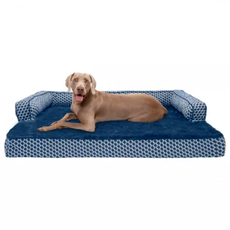 FurHaven Plush and Decor Memory Foam Sofa Style Dog Bed Bolster Dog Beds