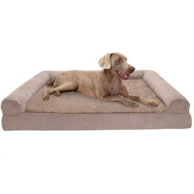 FurHaven Plush and Suede Cooling Gel Sofa Dog Bed