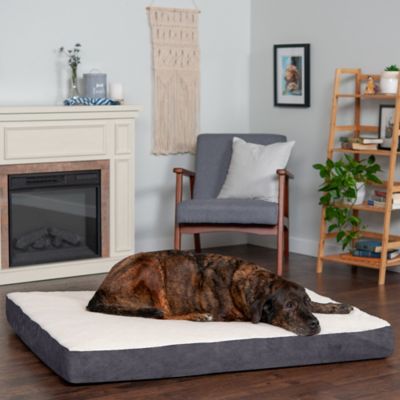 Image showing  Faux Sheepskin and Suede Deluxe Orthopedic Mattress Pet Bed