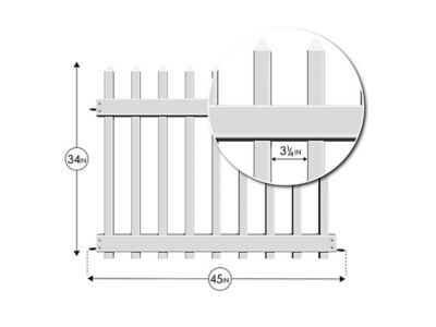 Image showing  34 in. x 45 in. White No Dig Vinyl Fence Panel
