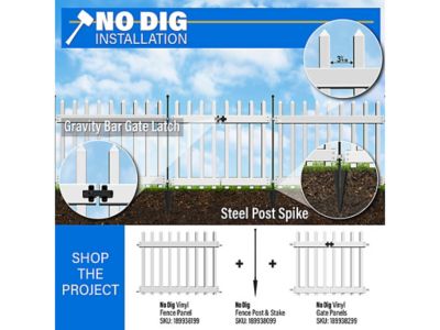 Image showing 8 th Yardlink 34 in. x 40 in. White No-Dig Vinyl Fence Gate