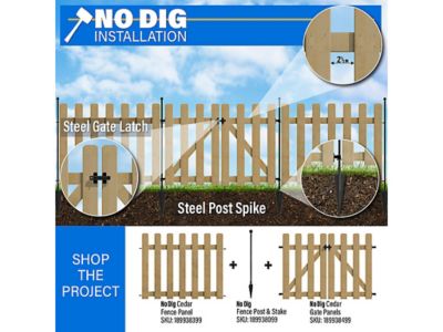 Image showing 9 th Yardlink 34 in. x 45.5 in. No Dig Cedar Wood Fence Panel