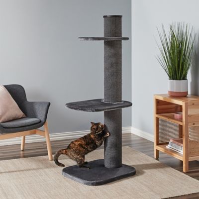 Two by Two 58.3 in. 3-Tier Maple Cat Tree, Dark Gray
