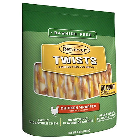 Retriever Twists Chicken-Wrapped Rawhide-Free Dog Chew Treats, 50 ct.