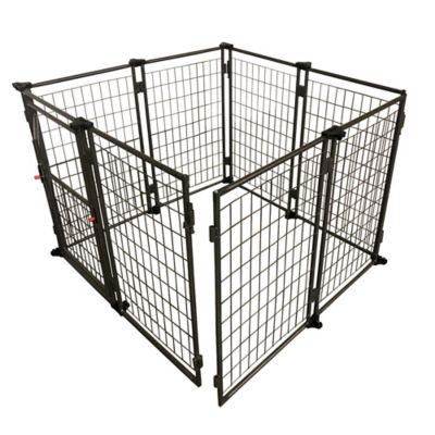Image showing 7 th Two by Two 4 ft. x 4 ft. x 4.5 ft. Welded Wire Haven Expandable Steel Dog Kennel