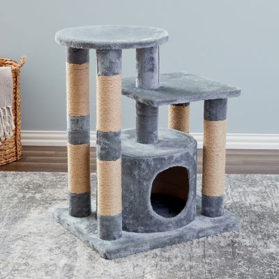 Image showing  30.5 in. 3-Tier Gala Cat Scratching Tree, Gray