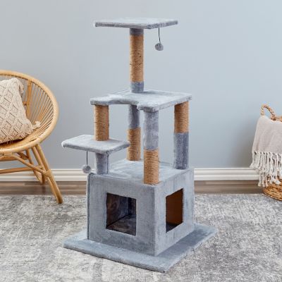 Image showing  48 in. 4-Tier Mcintosh Cat Scratching Tree, Gray