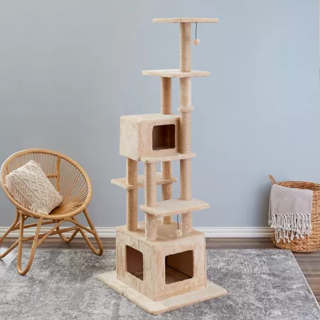 Two by Two Ponderosa 72" 6-Tier Cat Tree Beige Cat Trees & Condos