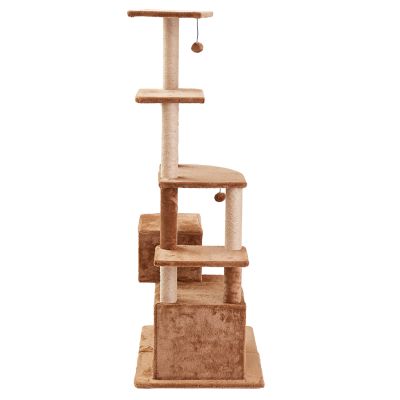 Image showing  66 in. 5-Tier Walnut Cat Scratching Tree, Beige