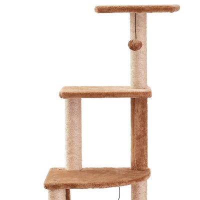 Image showing  66 in. 5-Tier Walnut Cat Scratching Tree, Beige