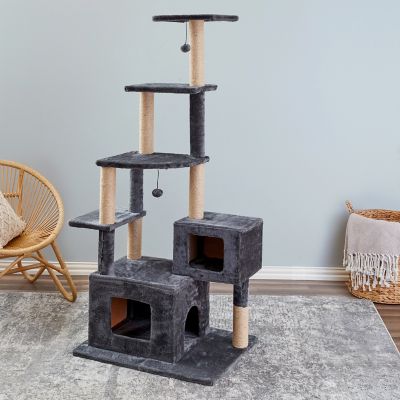 Image showing  66 in. Walnut Cat Scratching Tree, Gray