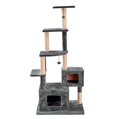 Image showing  66 in. Walnut Cat Scratching Tree, Gray