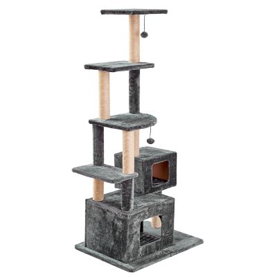Image showing  66 in. Walnut Cat Scratching Tree, Gray