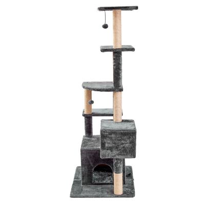 Image showing  66 in. Walnut Cat Scratching Tree, Gray