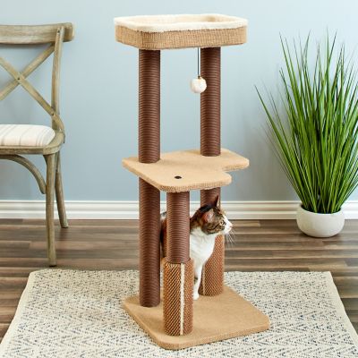 Two by Two 39 in. Beech 4-Tier Circular Cat Scratching Tree, Gray