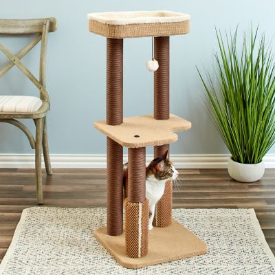 Two by Two 39 in. 4-Tier Beech Circular Cat Scratching Tree, Gray