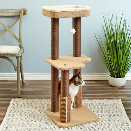 Two by Two 39" 4-Tier Beech Circular Cat Tree Gray Cat Trees & Condos