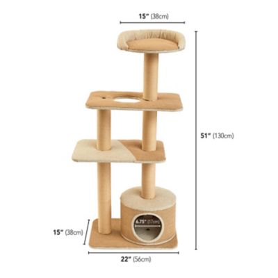 Image showing  51 in. Cottonwood 4-Tier Cat Scratching Tree, Beige