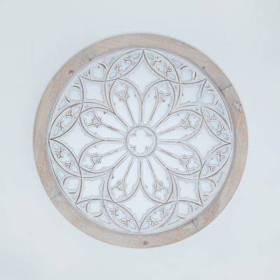 Slice of Akron Round Wood Medallion, 25.39 in. x 25.39 in. x 1.18 in.