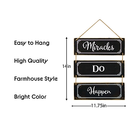 Slice of Akron 3-Panel Reversible Hanging Wood Wall Sign Decor, 11.75 in. x 14.4 in., Black