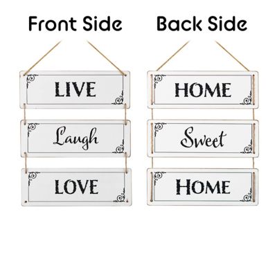 Slice of Akron 3-Panel Reversible Hanging Wood Wall Sign Decor, 11.75 in. x 14.4 in., White