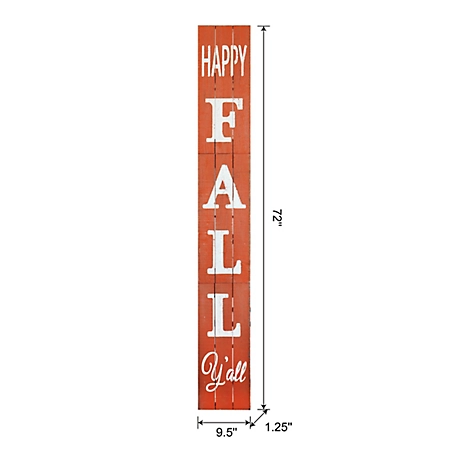 Slice of Akron Happy Fall Y'all Wood Porch Sign, Orange, 9.5 in.