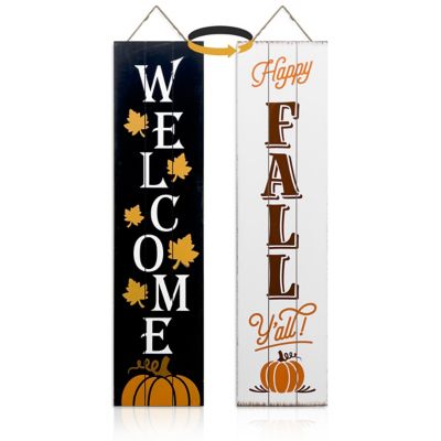 Slice of Akron Happy Fall Y'all/Welcome Reversible Porch Sign