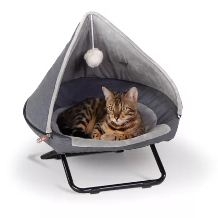 Comfortable Elevated Hooded Bed K&H Pet Products Cat Square Beds