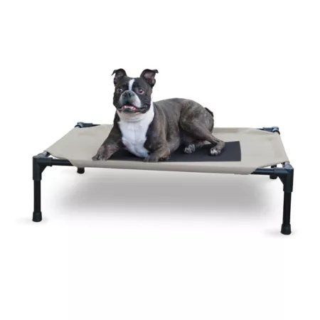 K&H Pet Products Original Raised Dog Bed 25 in x 32 in x 7 in Medium Taupe/Black Elevated & Cooling Beds