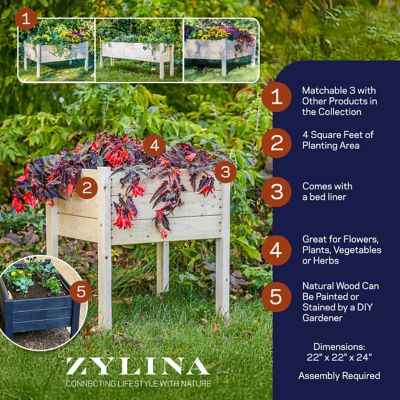 Image showing  Wooden Raised Corner Garden Planter, 22 in. x 22 in. x 26 in., Square