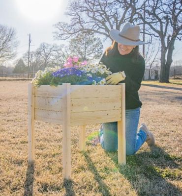 Image showing  Wooden Raised Corner Garden Planter, 22 in. x 22 in. x 26 in., Square