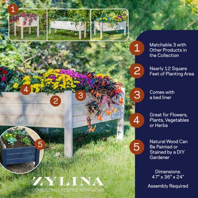 Image showing  Wooden Raised Garden Planter, 47.5 in. x 36 in. x 22 in., Extra Large