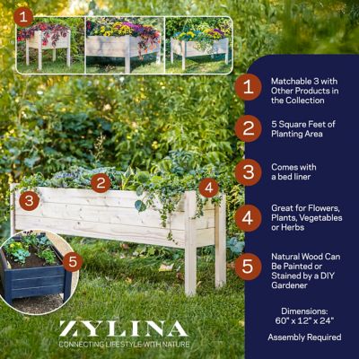 Image showing  Wooden Raised Garden Planter, 60 in. x 12 in. x 22 in., Extra Long