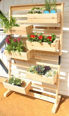 Zylina Living Wall Wooden Planter Stands, 36 in. x 18 in. x 60 in., 6 Planter Boxes