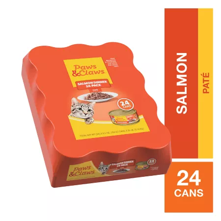 Paws & Claws All Life Stages Salmon Dinner Pâté Wet Cat Food 5.5 oz Pack of 24 Cans Wet Cat Food