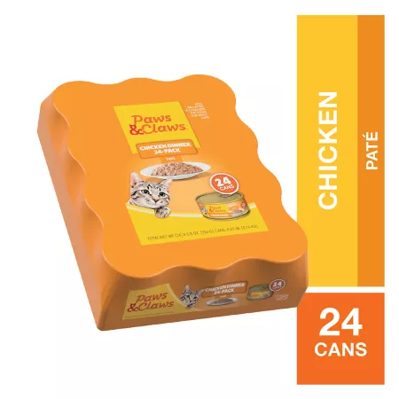 Paws & Claws Adult Chicken Pate Wet Cat Food 5.5 oz Pack of 24 Cans Wet Cat Food