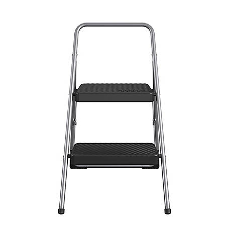Platinum/Black Resin Steps Two Step Steel Step Stool Without Handle 