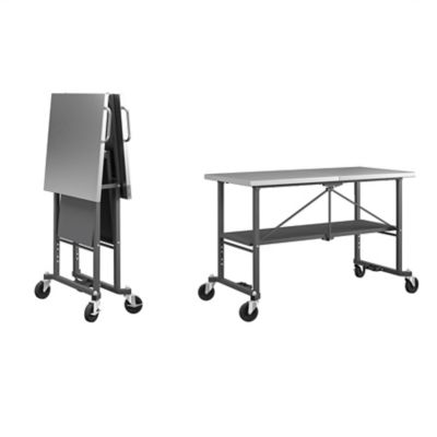 COSCO 52 in. x 25.5 in. Stainless Steel Top Smartfold Folding Workbench, 600 lb. Capacity