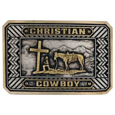 Montana Silversmiths Beaming Christian Cowboy Attitude Belt Buckle, A898