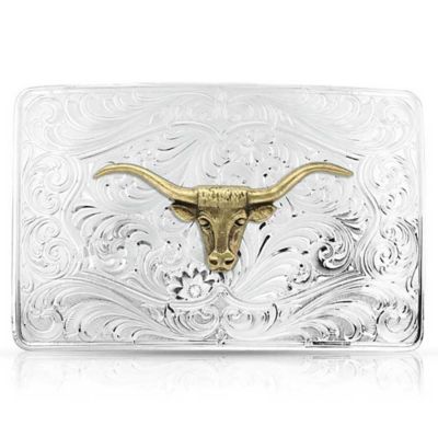Montana Silversmiths Iconic Western Longhorn Silver Belt Buckle, 46510-64