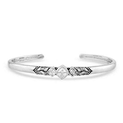 Montana Silversmiths Women's Sparkling Wheat Crystal Cuff Bracelet, Silver