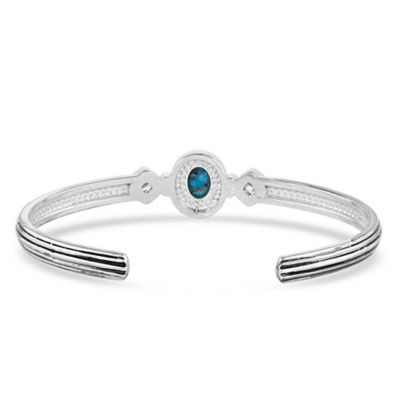 Image showing  Women's Open Night Sky Brass Cuff Bracelet, Turquoise