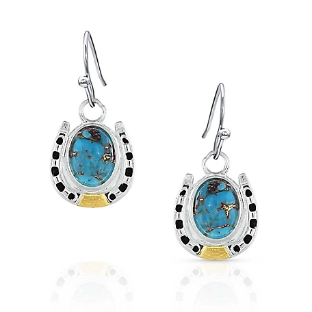 Montana Silversmiths Set in Stone Earrings, Gold/Turquoise, ER5077